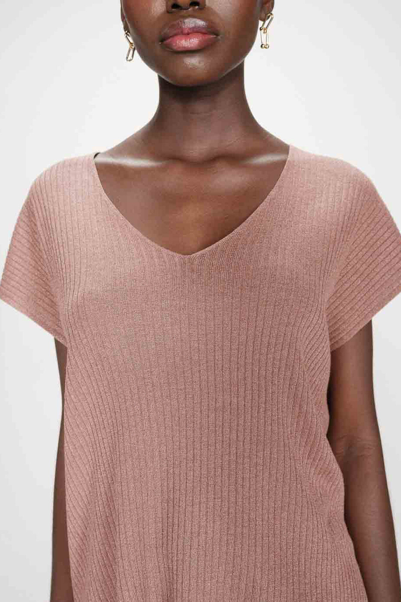 Grace & Mila Top de malha Lurex Castanho