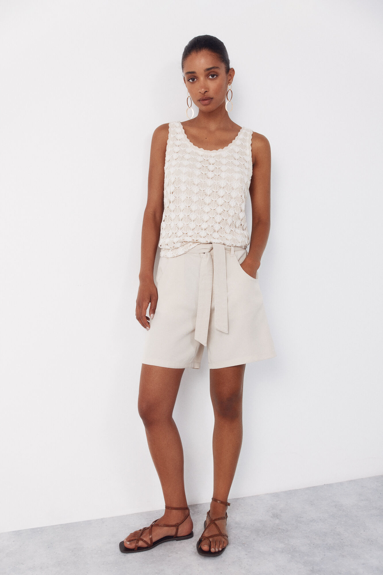 Cortefiel Rustic top structure Ivory