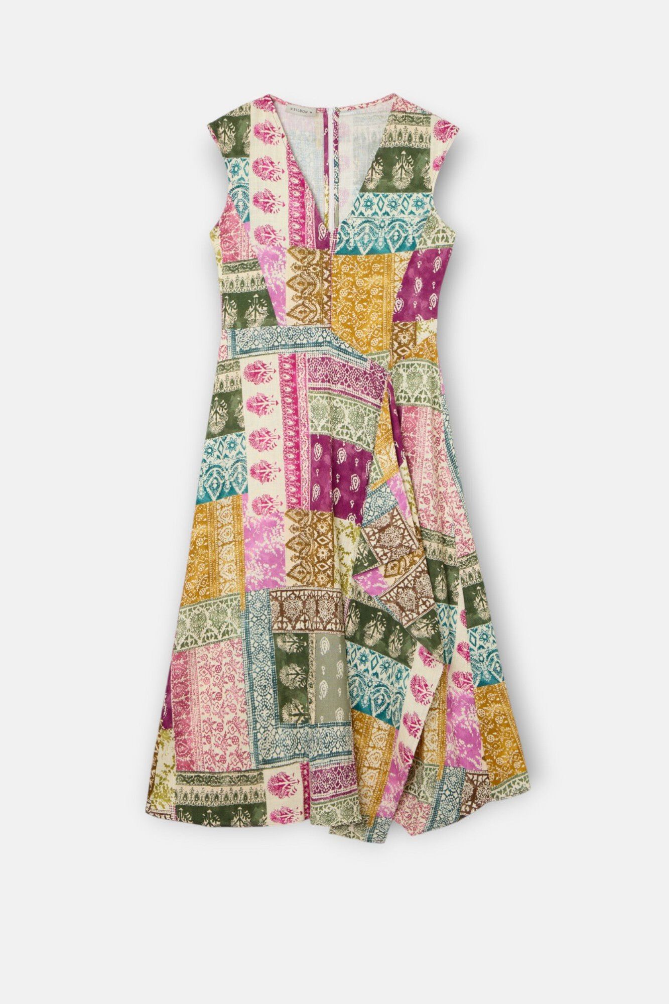 Silbon Patchwork print midi dress Multicolour