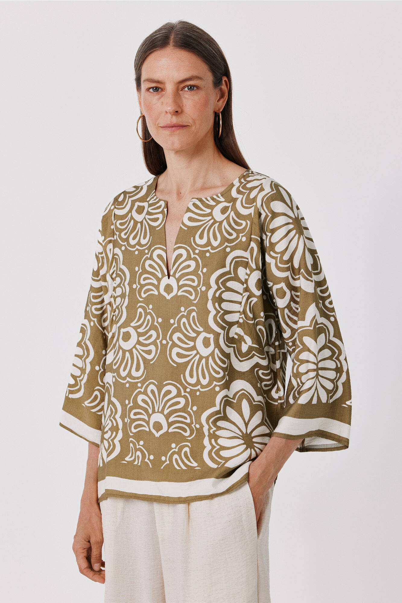 Cortefiel Printed loose tunic blouse
