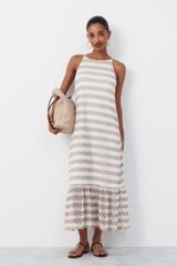 Cortefiel Structured halterneck dress Beige