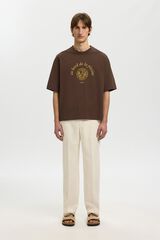 Selected Printed short sleeve T-shirt Dark brown