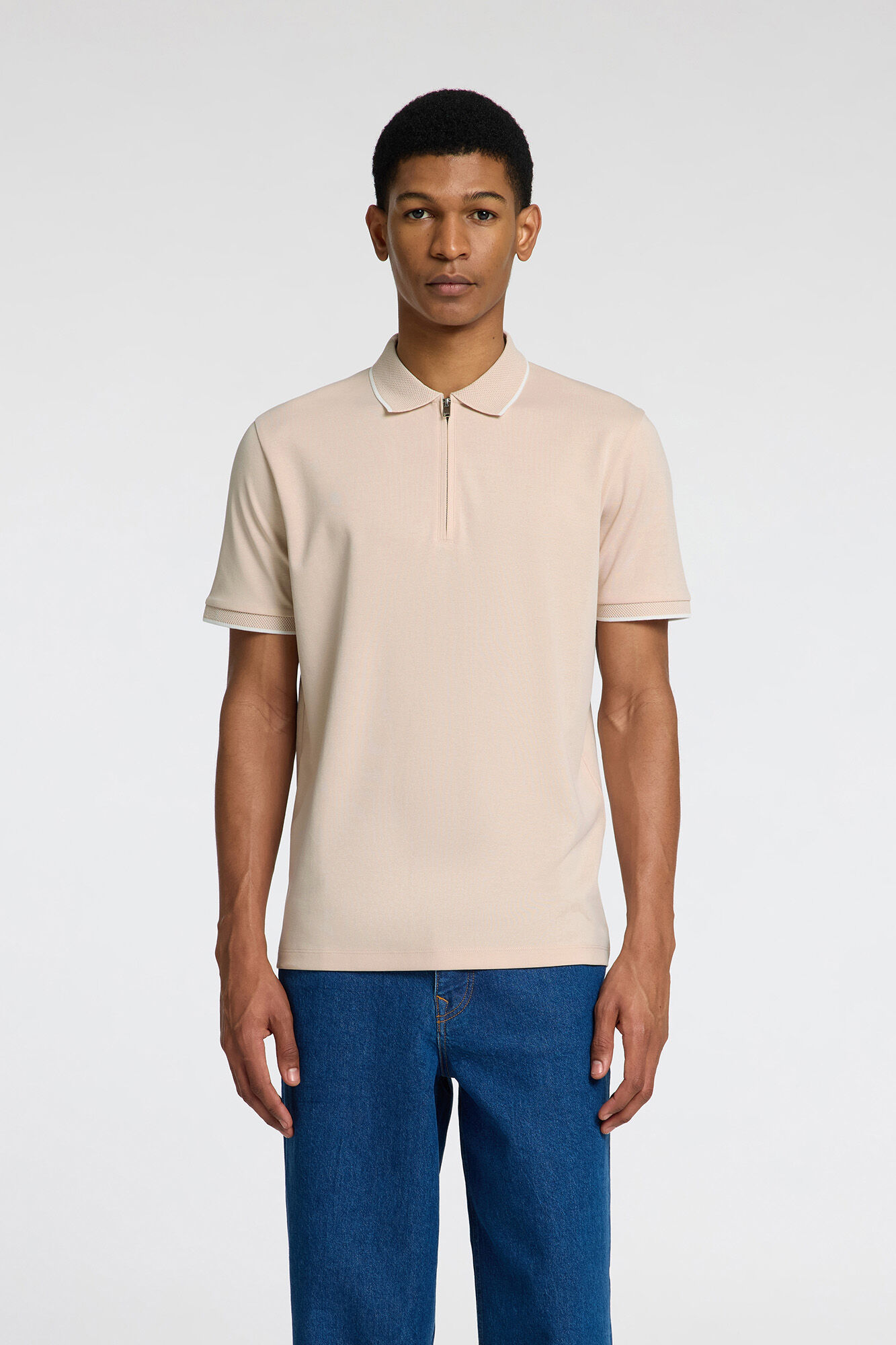 Selected Short sleeve polo shirt with zip fastening