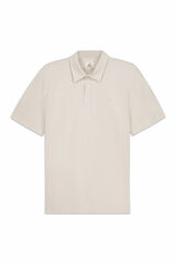 OOTO Cotton linen embroidered plane polo shirt Beige
