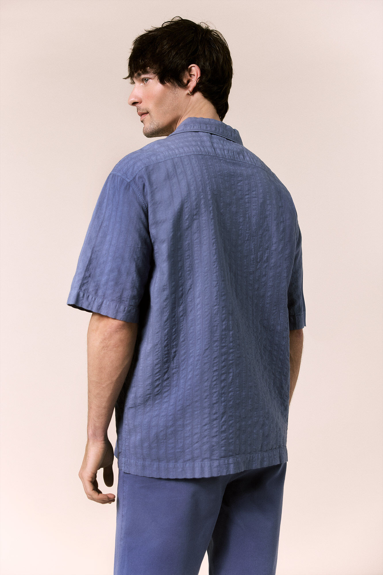 OOTO Camisa lisa de manga curta Azul