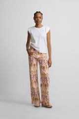 Silbon Ikat print denim trousers Pink