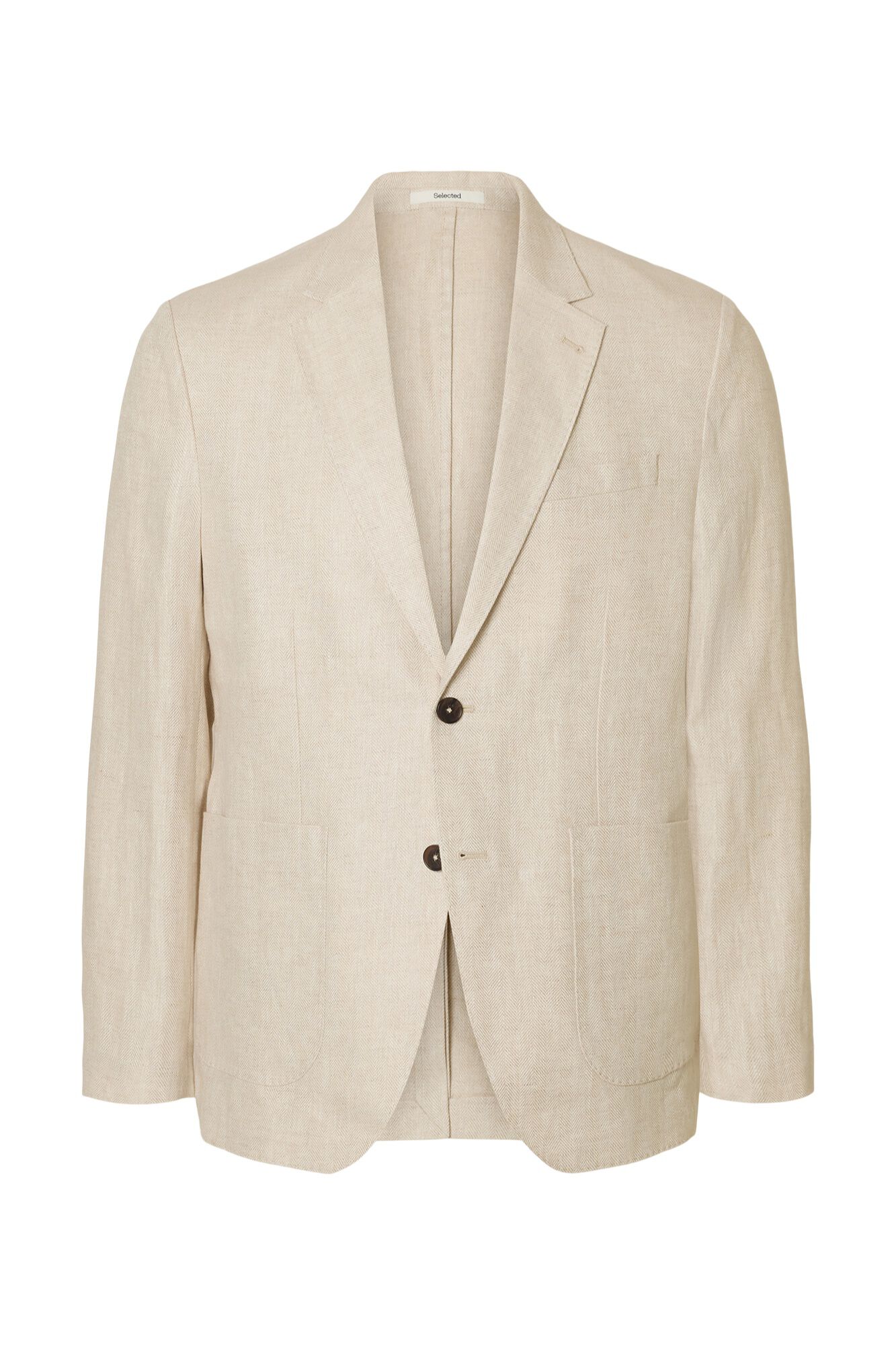 Selected Blazer de linho com lapela Tostado
