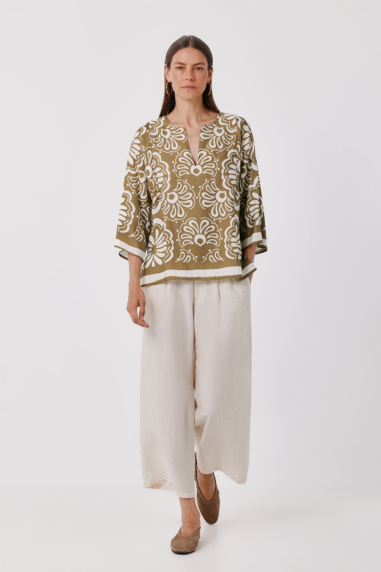 Cortefiel Printed loose tunic blouse
