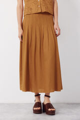 Cortefiel Midi pleated skirt Gold