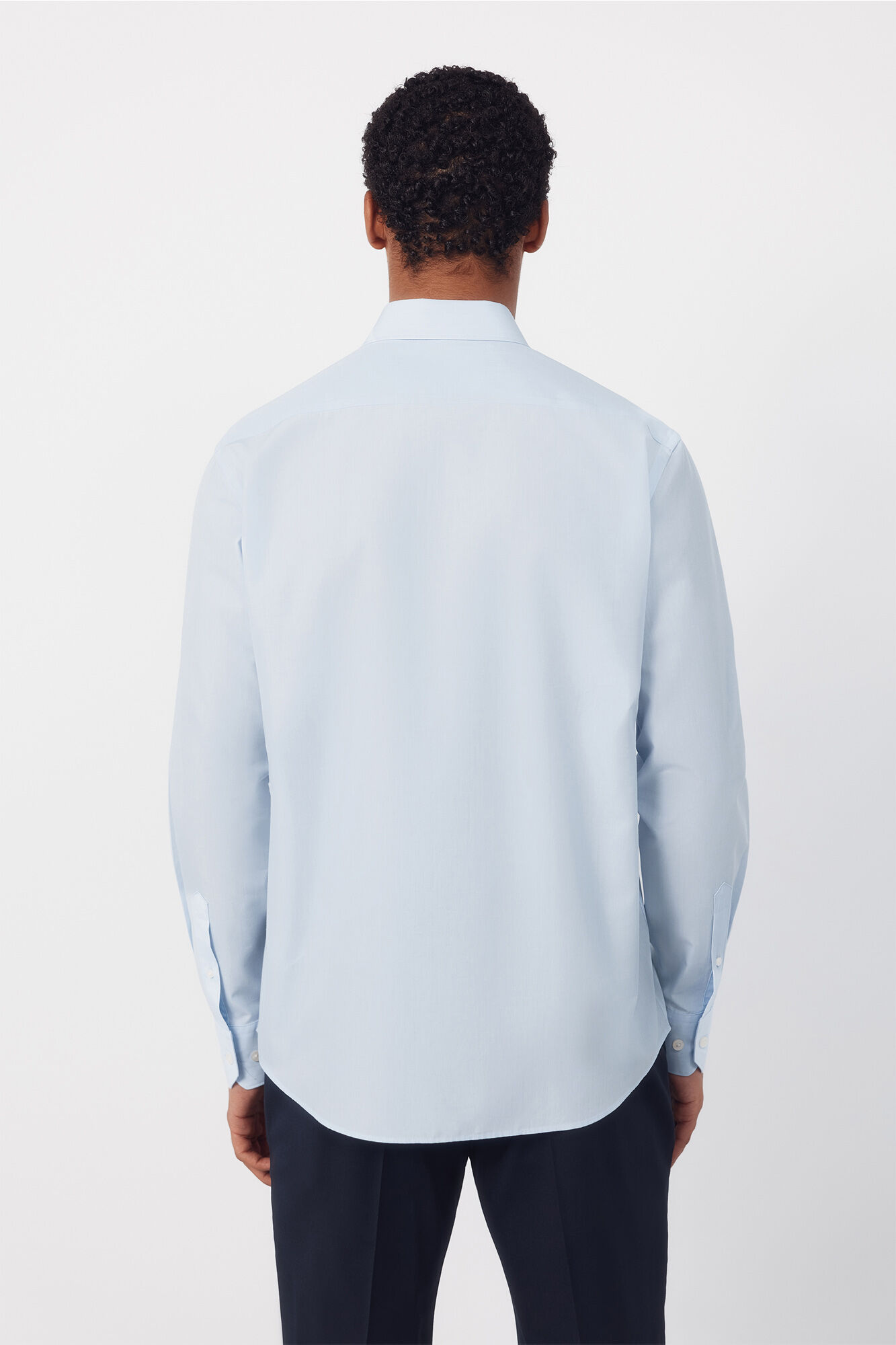Cortefiel Camisa social lisa de algod&atilde;o tencel Azul