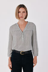 Cortefiel Printed fluid blouse Printed white
