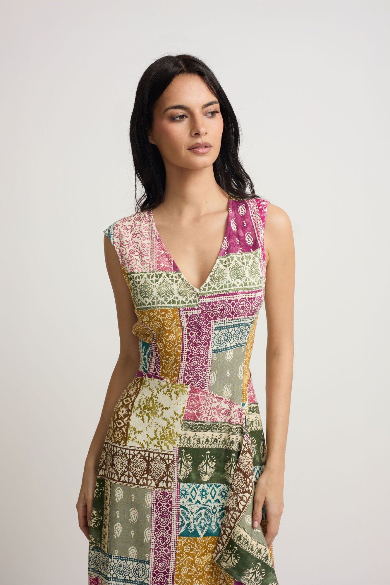 Silbon Patchwork print midi dress Multicolour