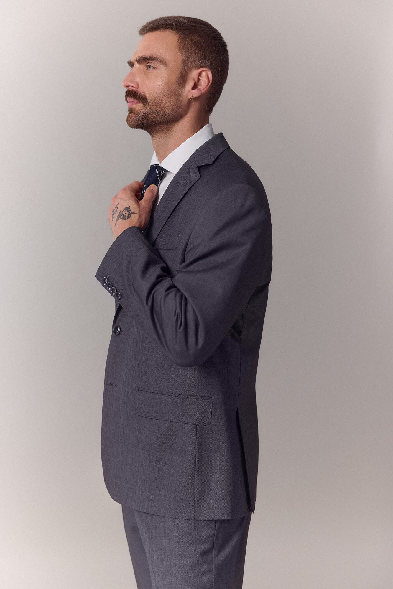 OOTO Blazer de fato de sarja Cinzento