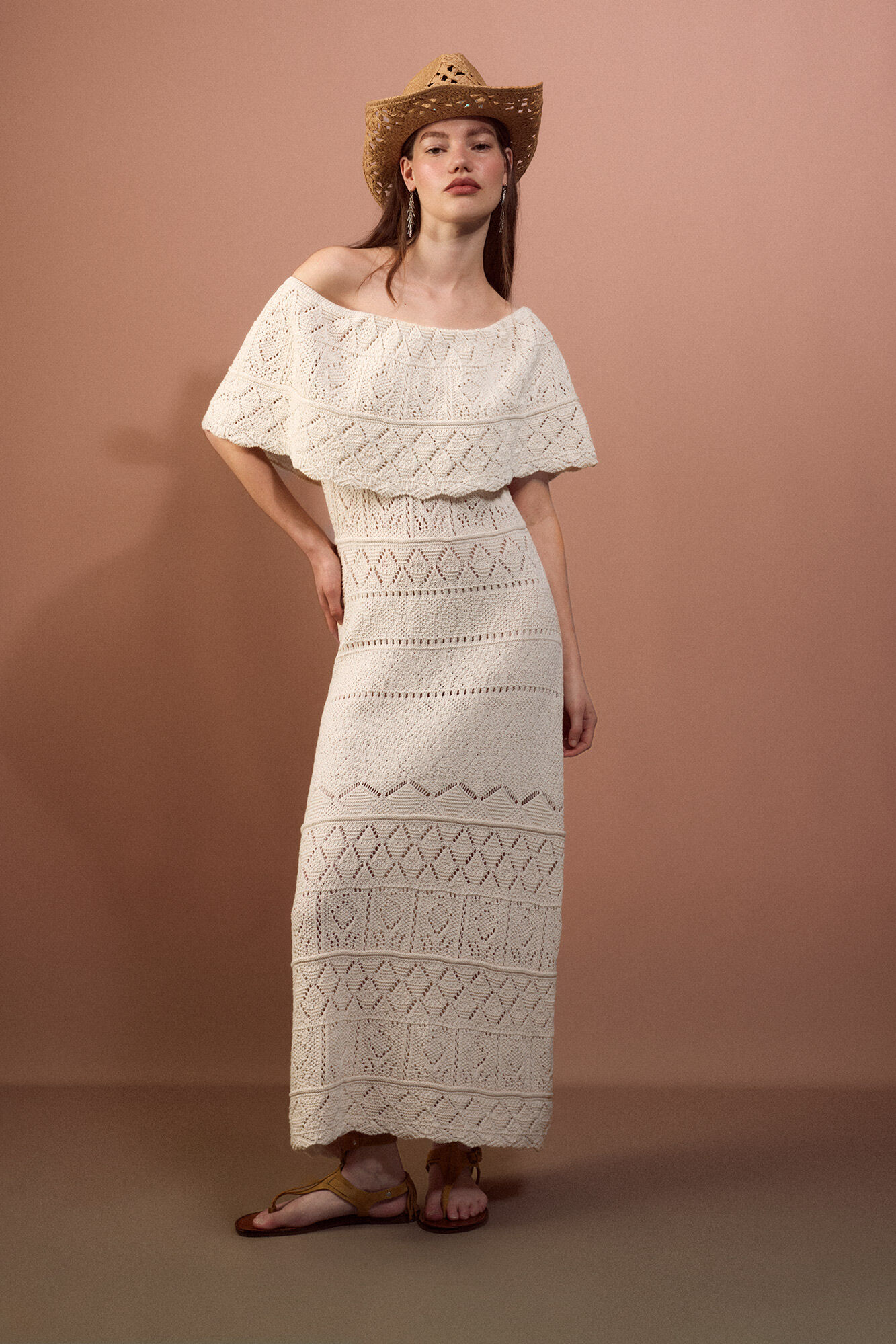 Slowlove Dress with eyelets and ruffle