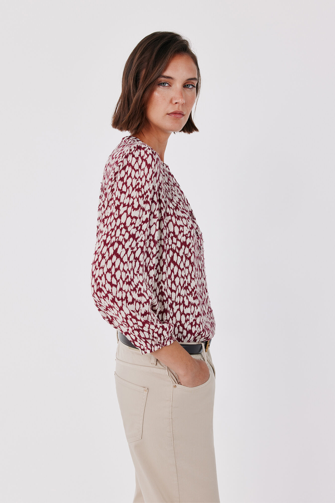 Cortefiel Printed fluid blouse Printed blue