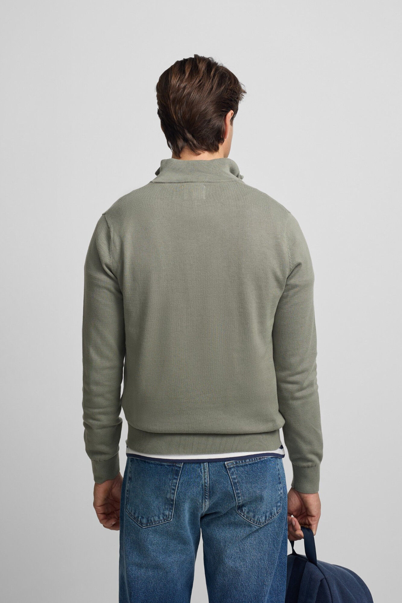 Silbon Plain half-zip jumper Kaki