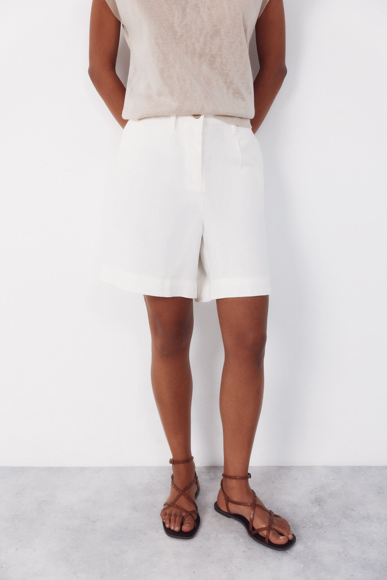 Cortefiel Plain linen bermuda shorts