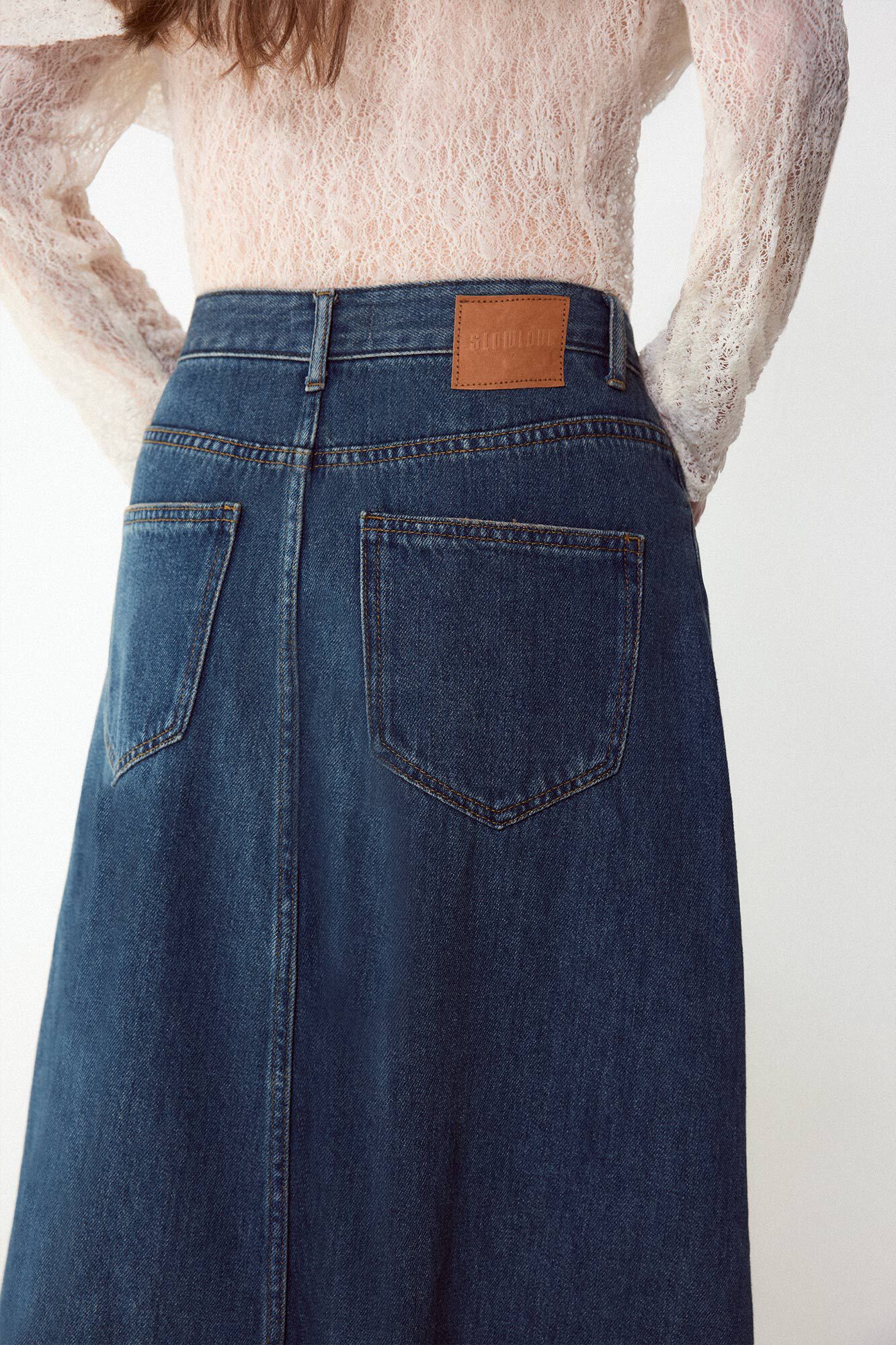Slowlove Denim long skirt Blue
