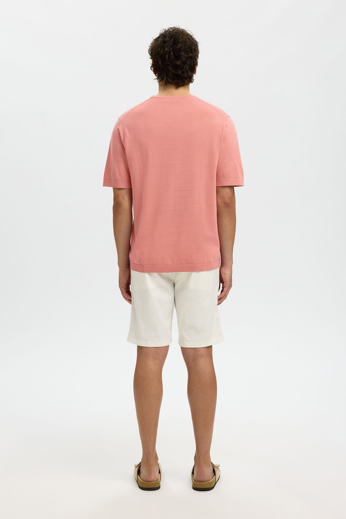 Selected Plain jersey men's short sleeve T-shirt Pink