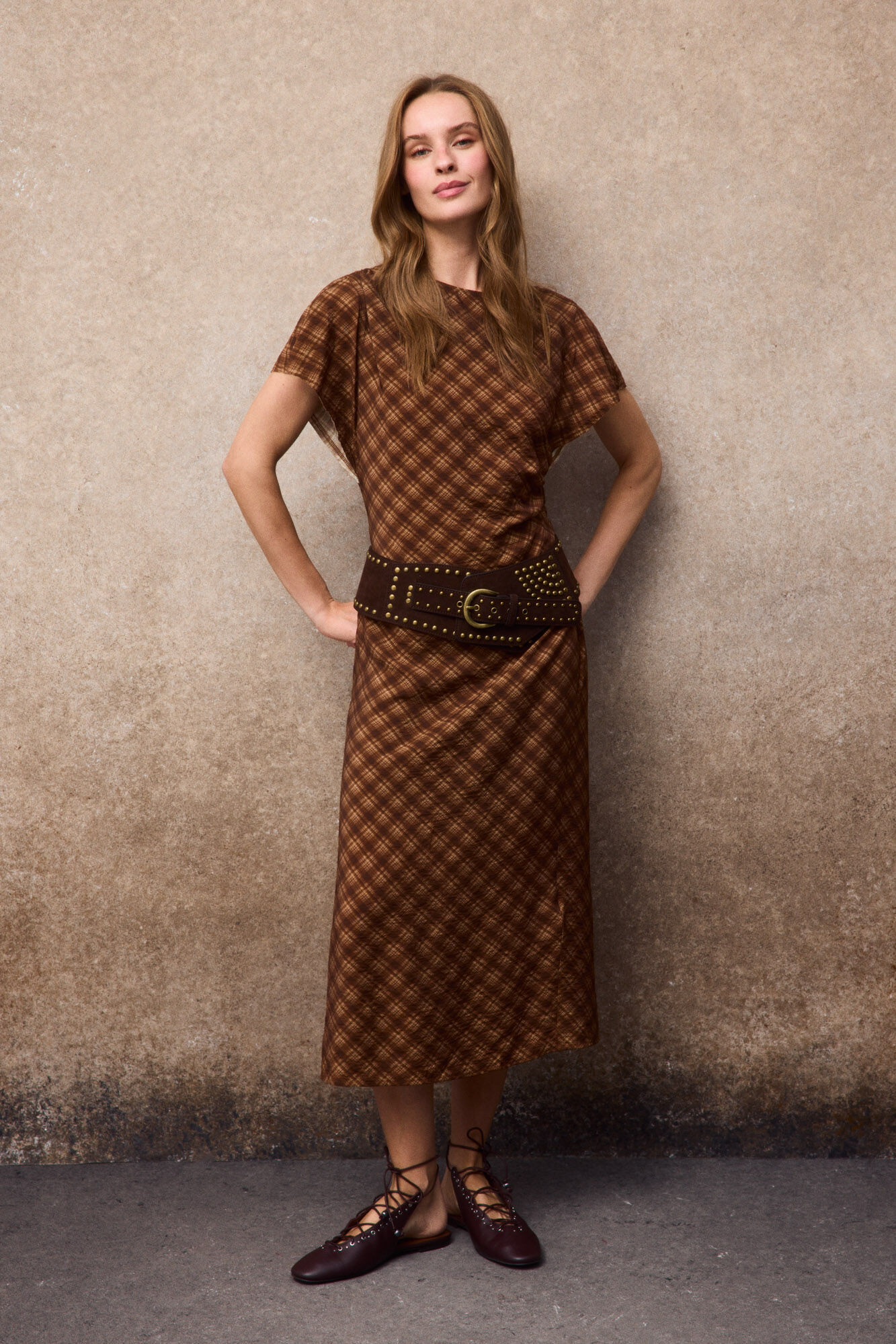 Slowlove Vestido estampado Castanho