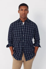 Cortefiel Denim plaid shirt Blue