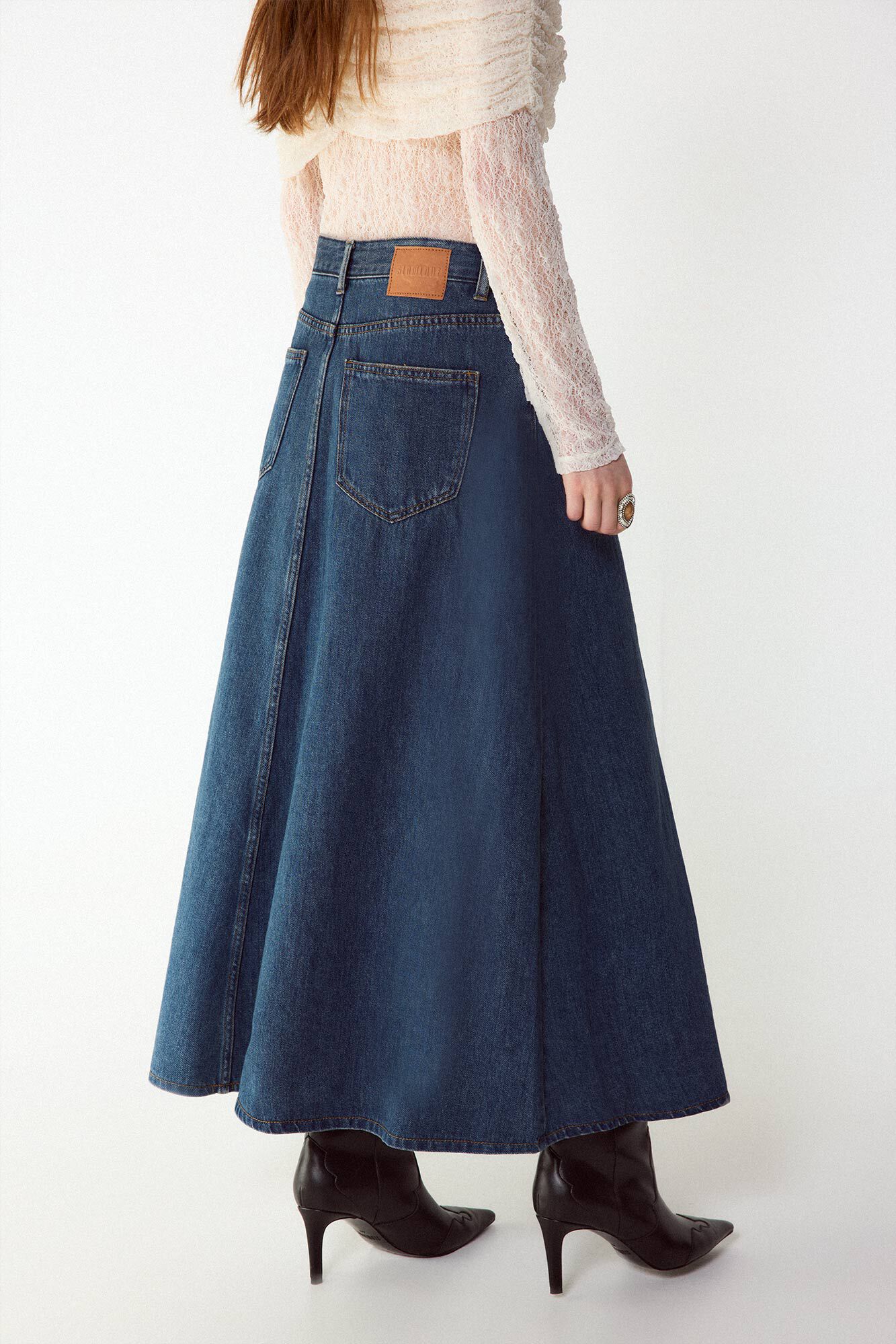Slowlove Denim long skirt Blue