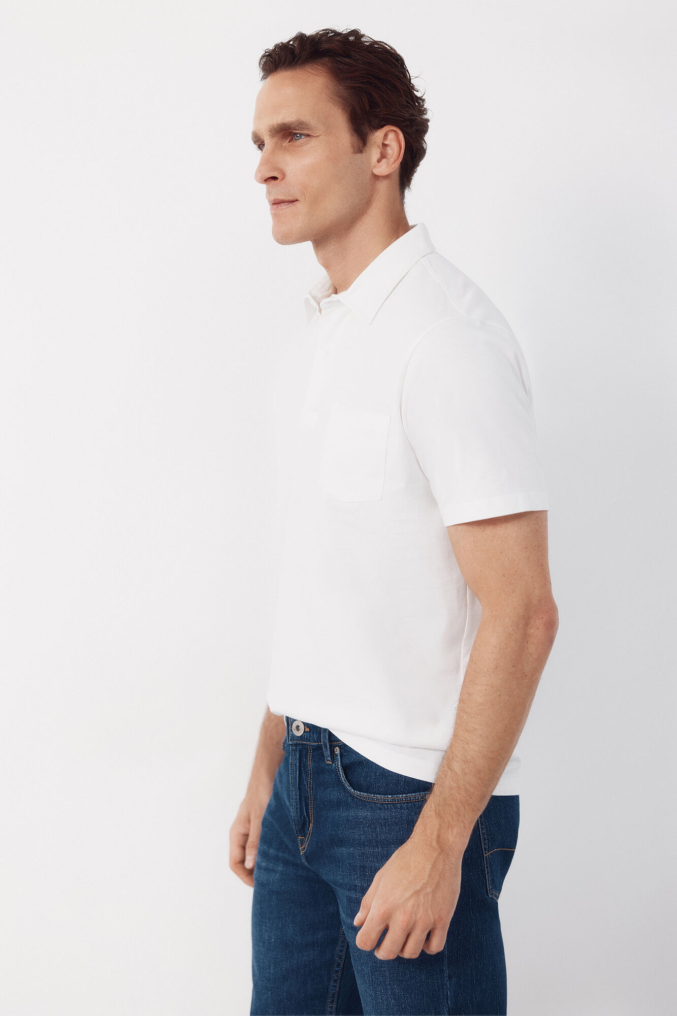 Cortefiel Plain pocket polo shirt White