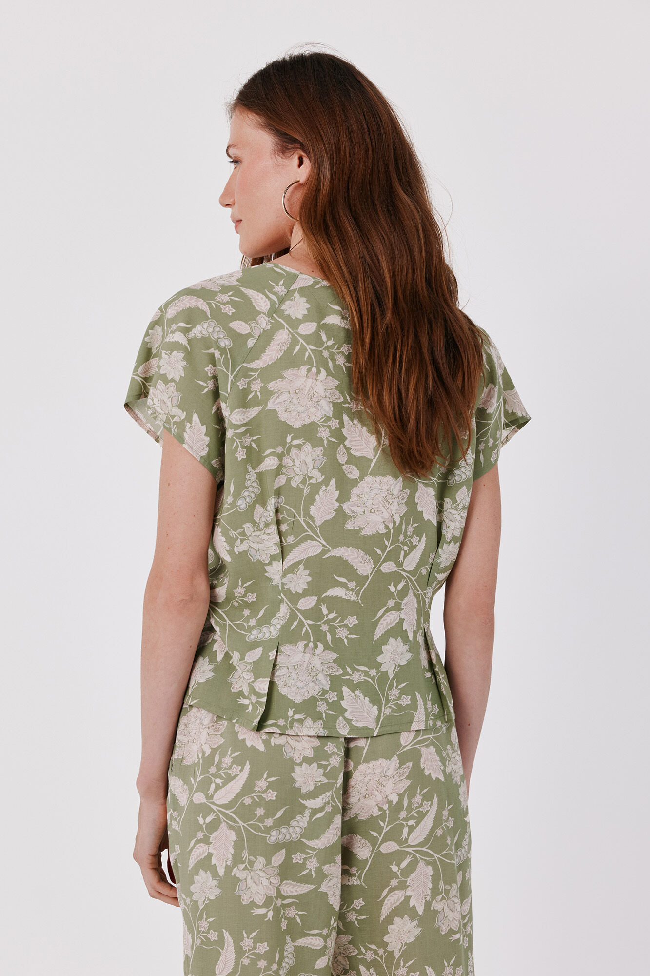 Cortefiel Printed blouse Printed green