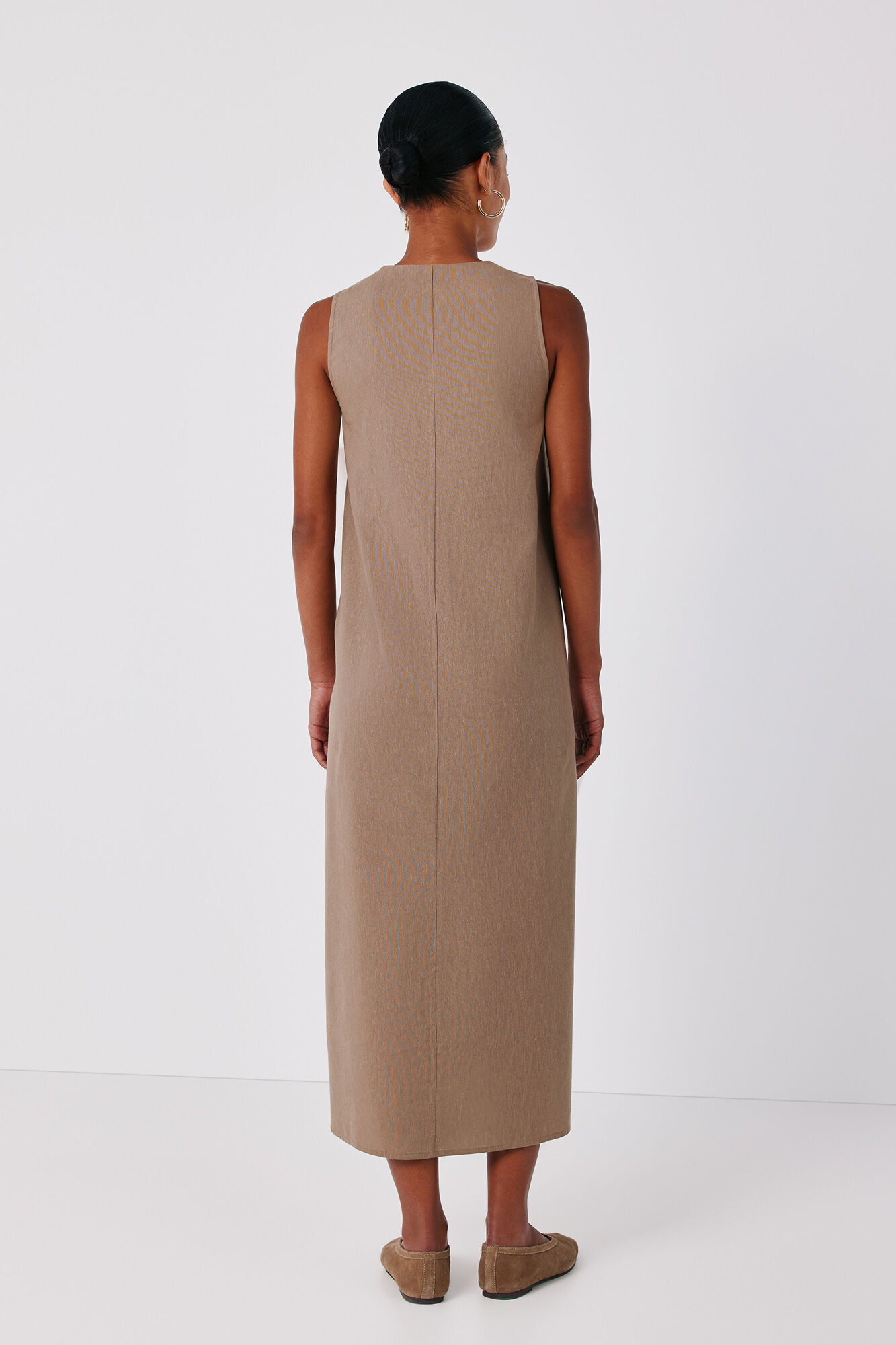 Cortefiel Embroidered dress Beige