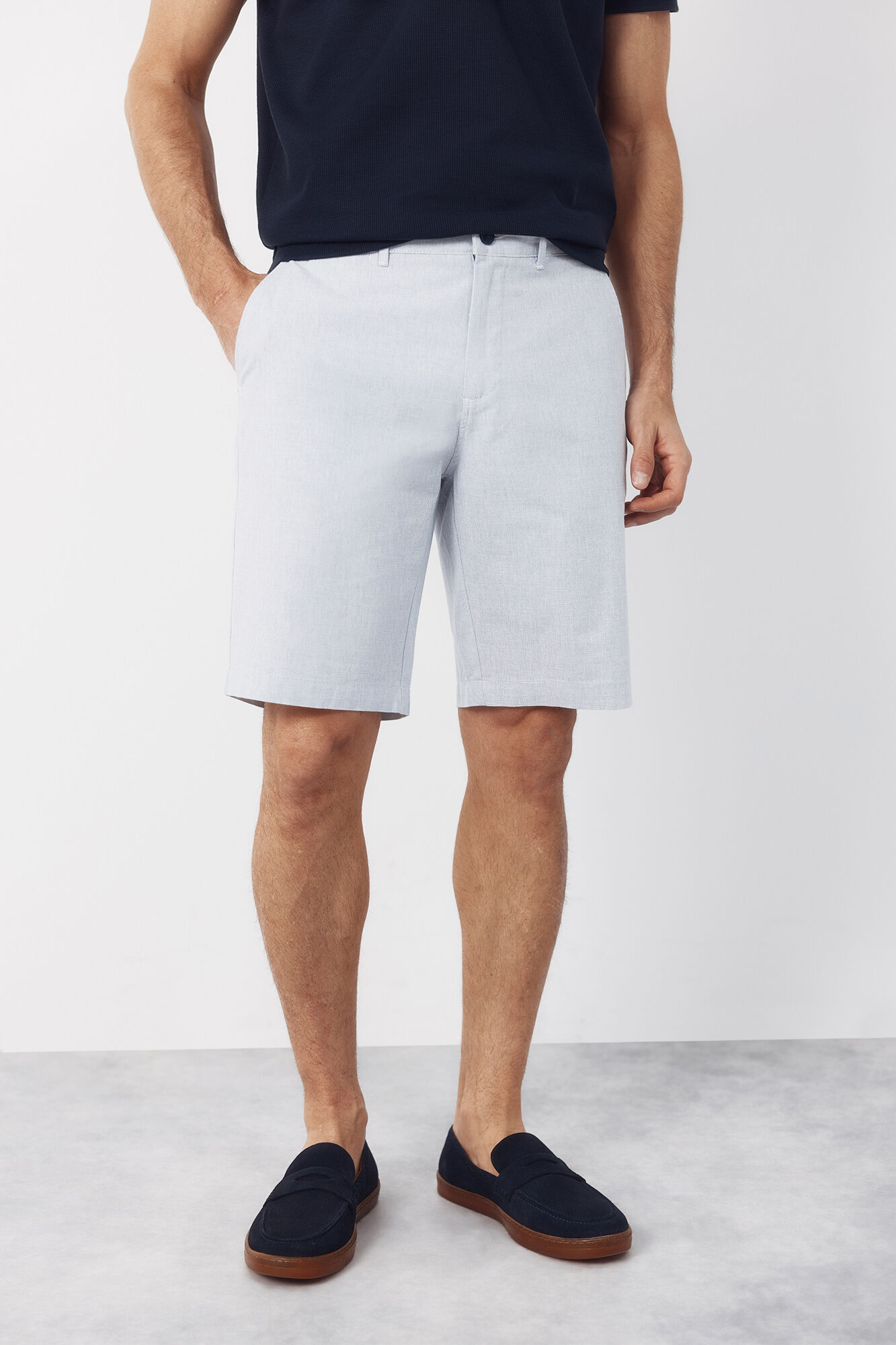 Cortefiel Bermuda oxford fabric Blue
