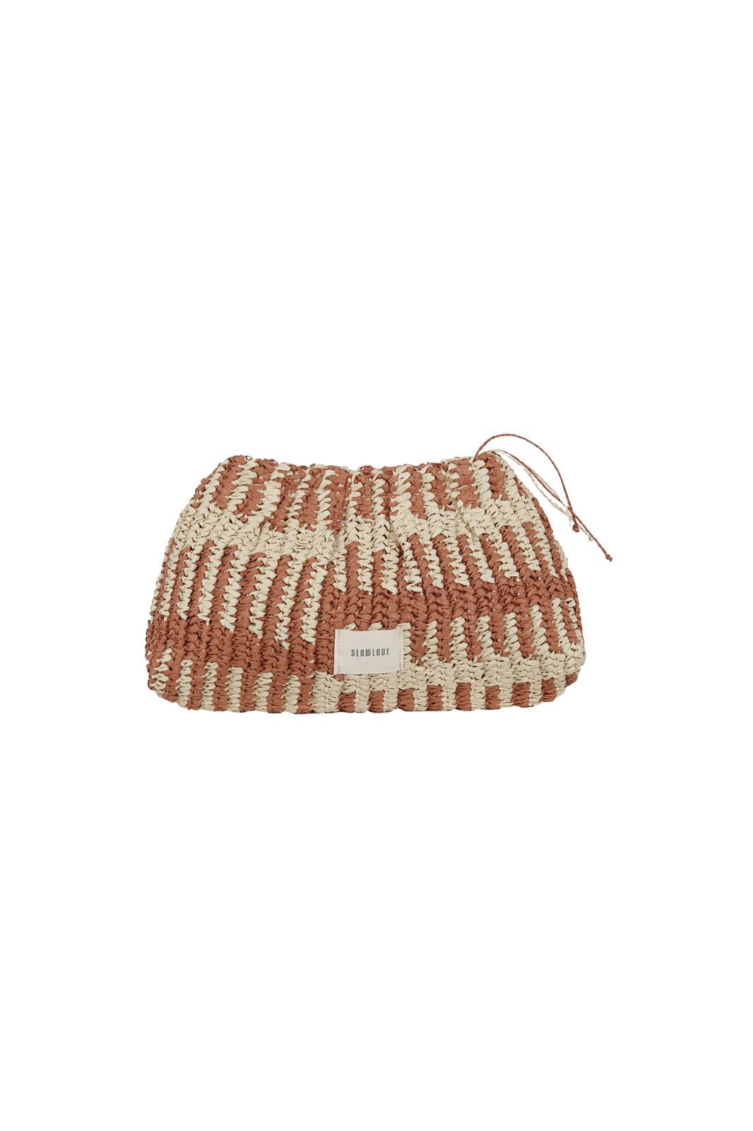 Slowlove Bolso pouch rafia Castanho