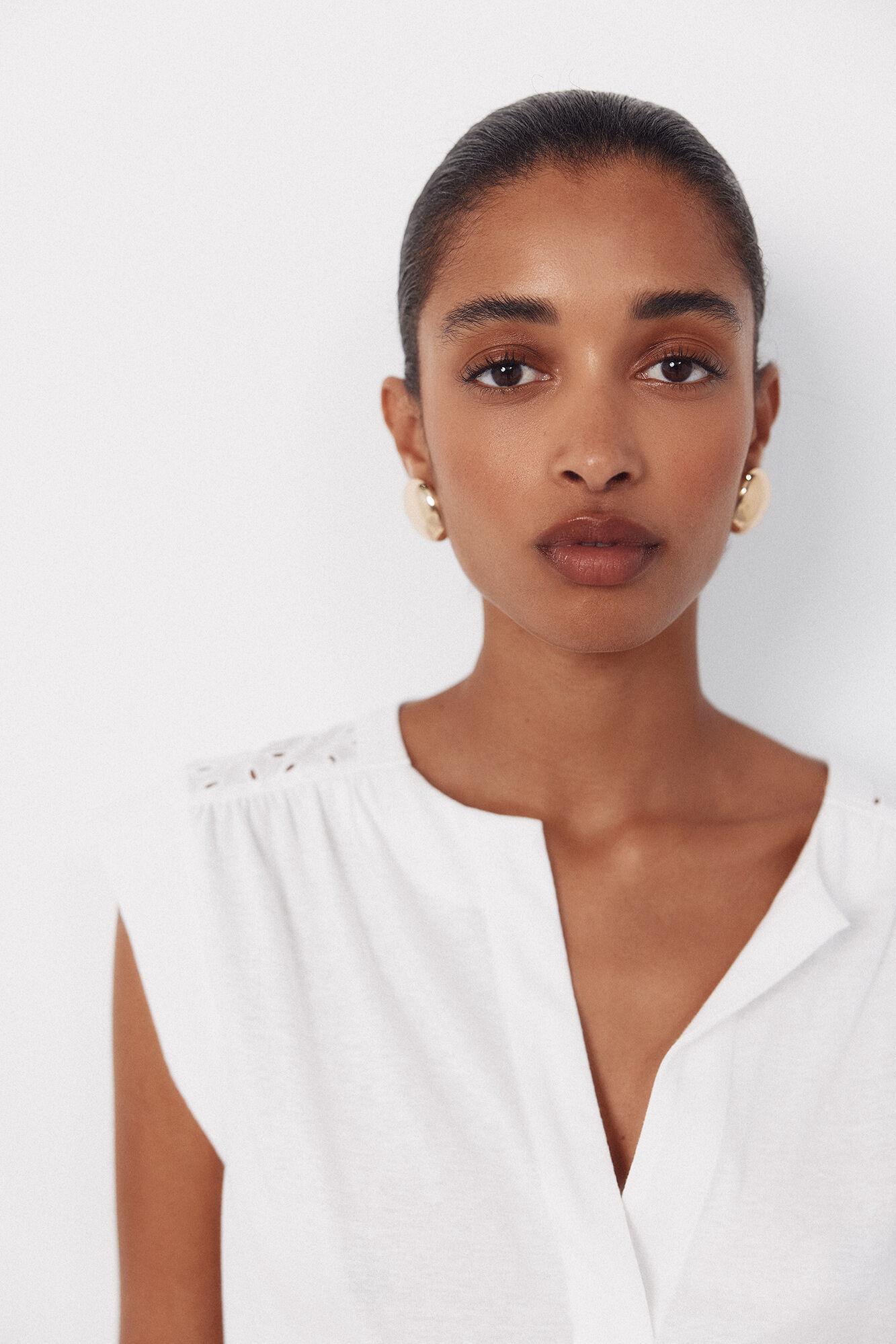 Cortefiel Embroidered back yoke t-shirt White