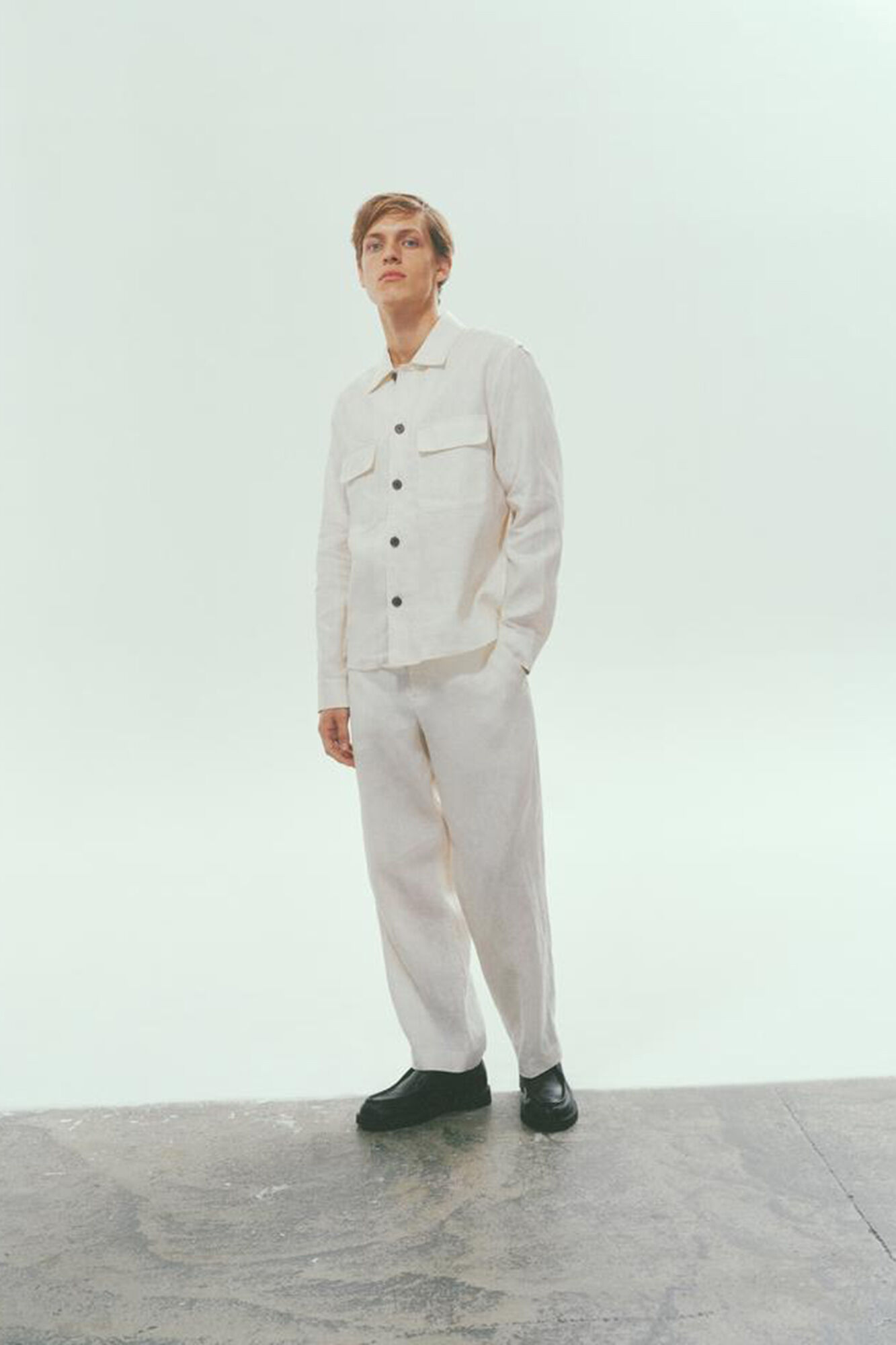 Selected linen overshirt White