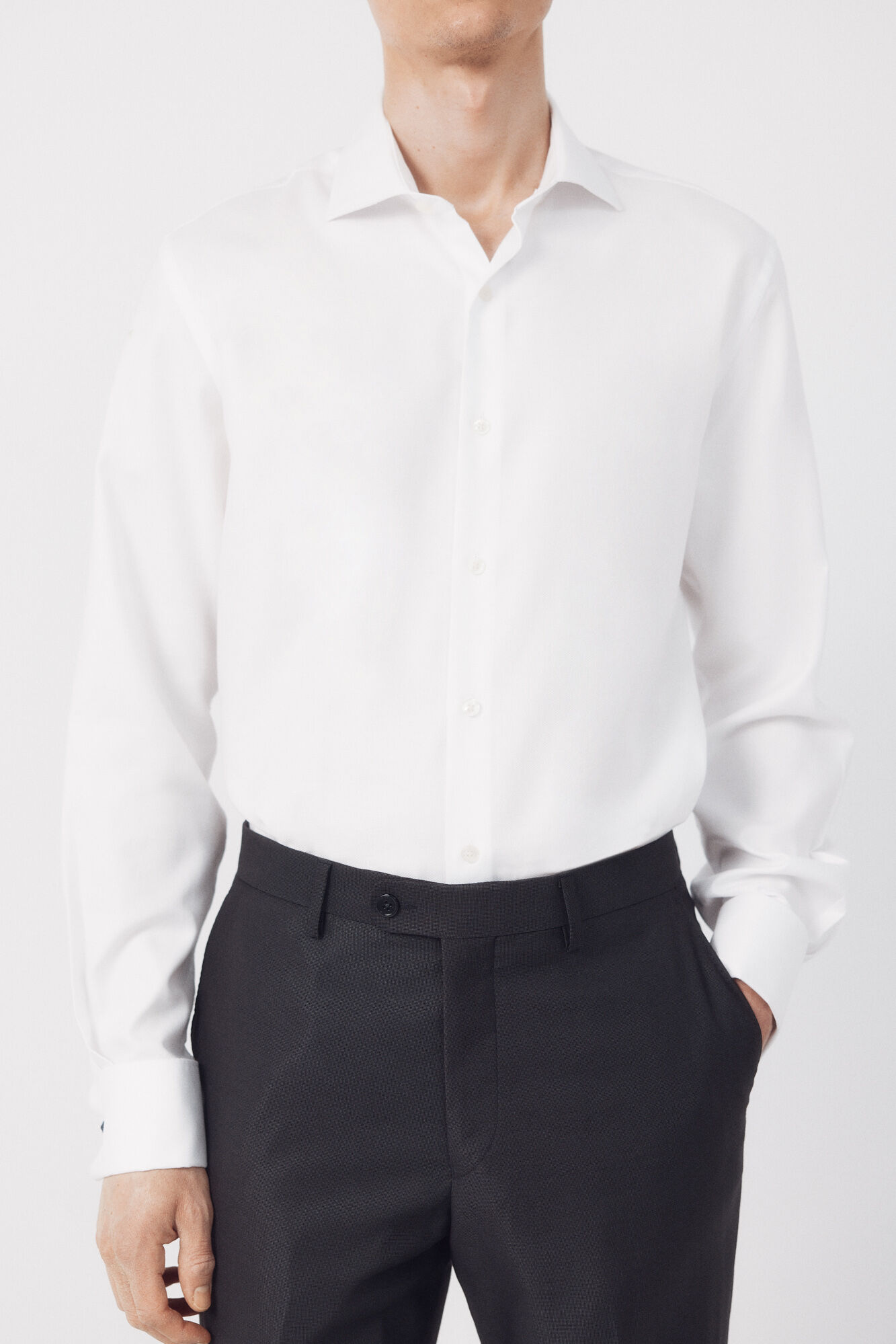 Cortefiel Plain easy-iron dress shirt White