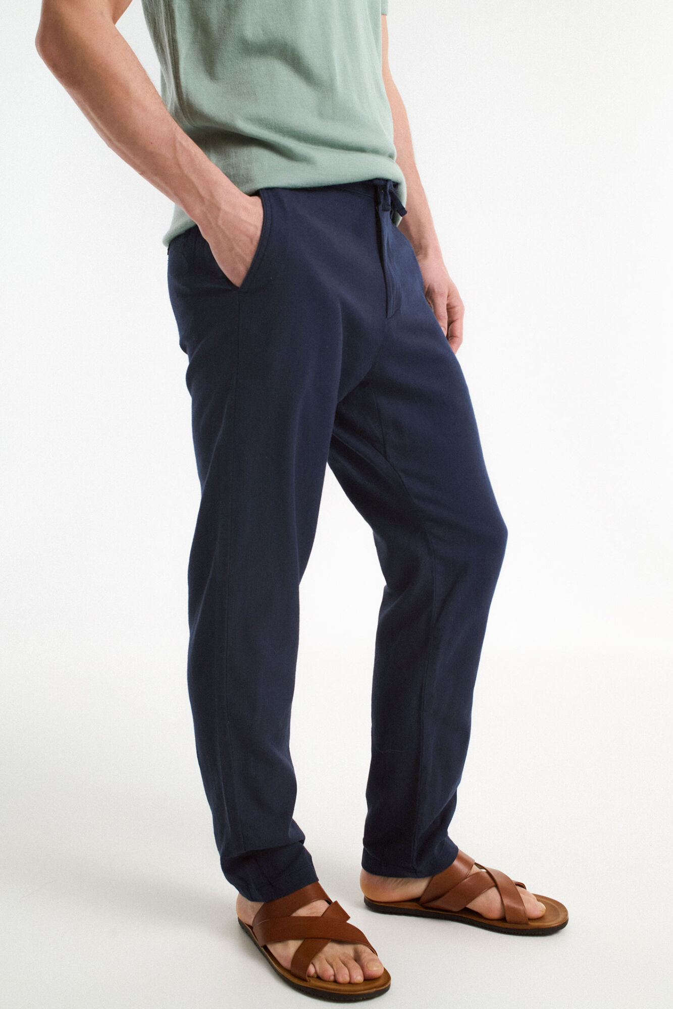 Selected Linen chinos Blue