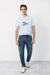 Cortefiel Lobster graphic T-shirt Blue