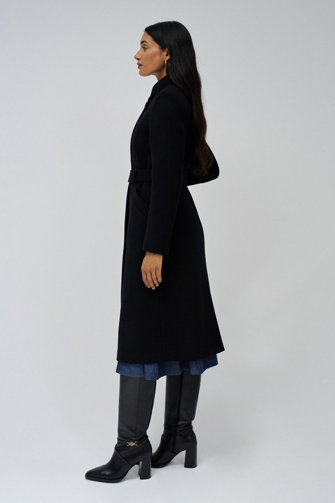 Salsa Jeans Long Grace cloth coat Black