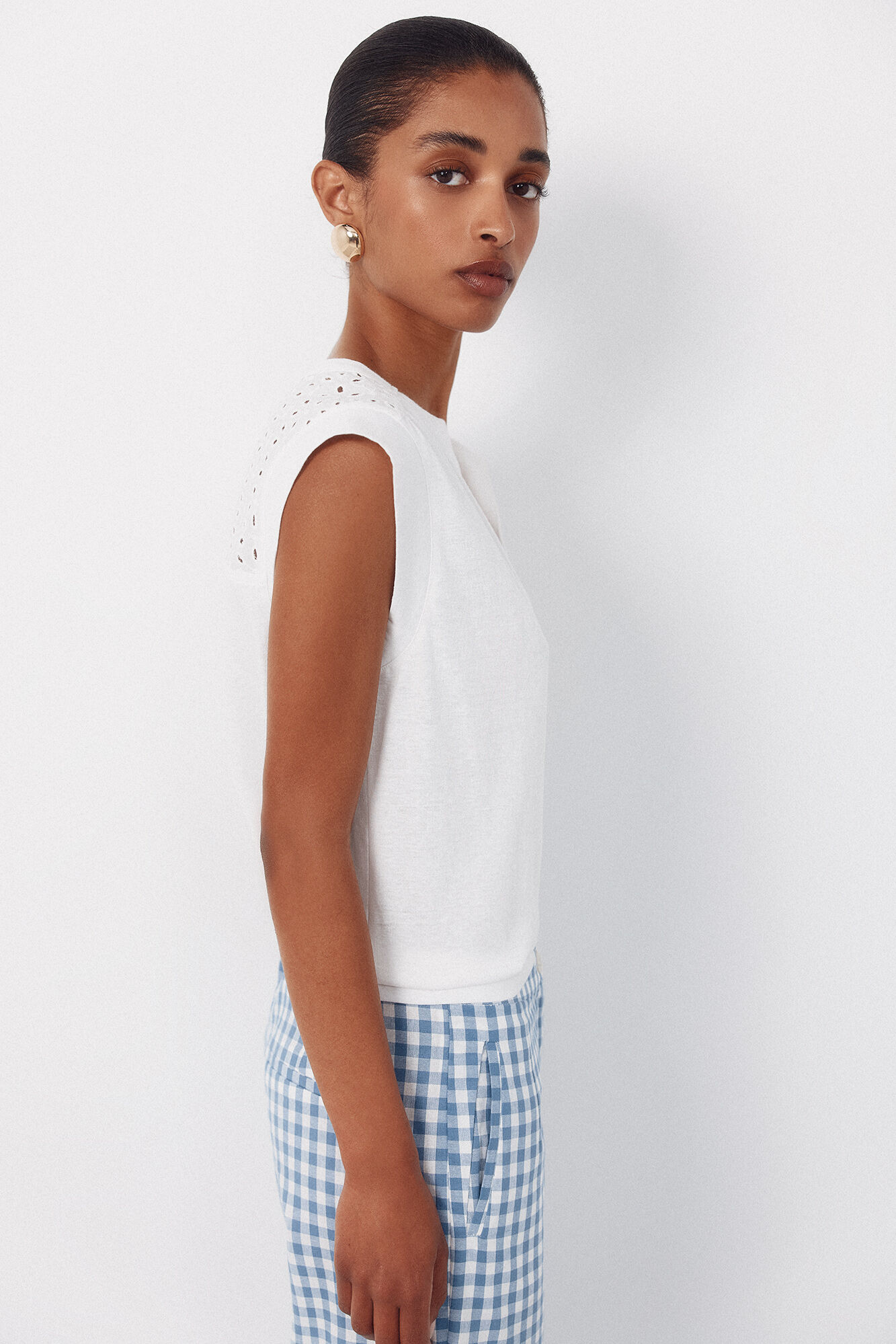 Cortefiel Embroidered back yoke t-shirt White