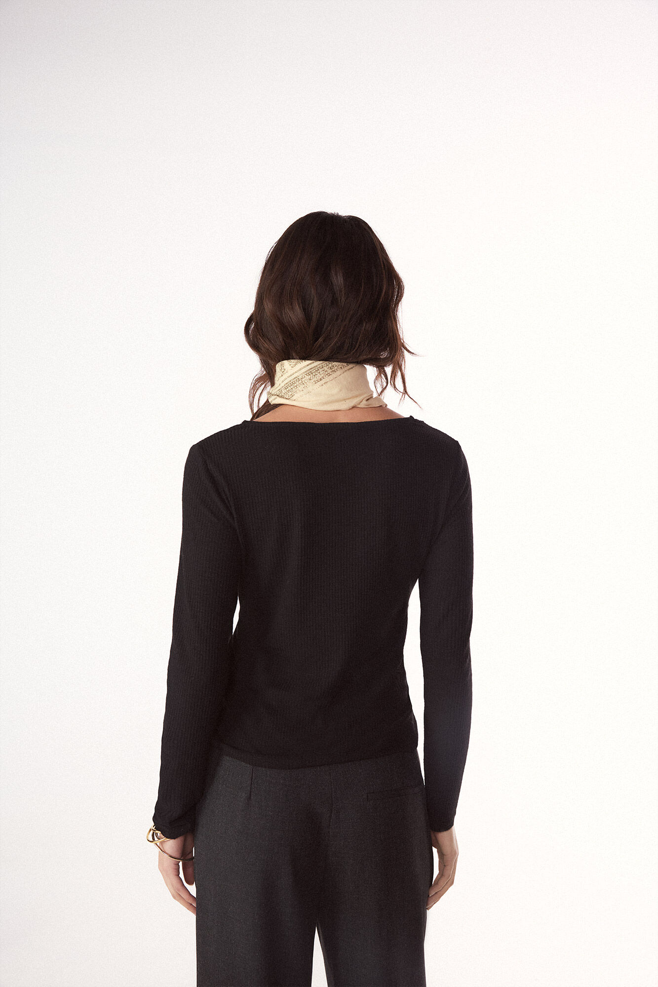 Slowlove Lace detail structure top Black