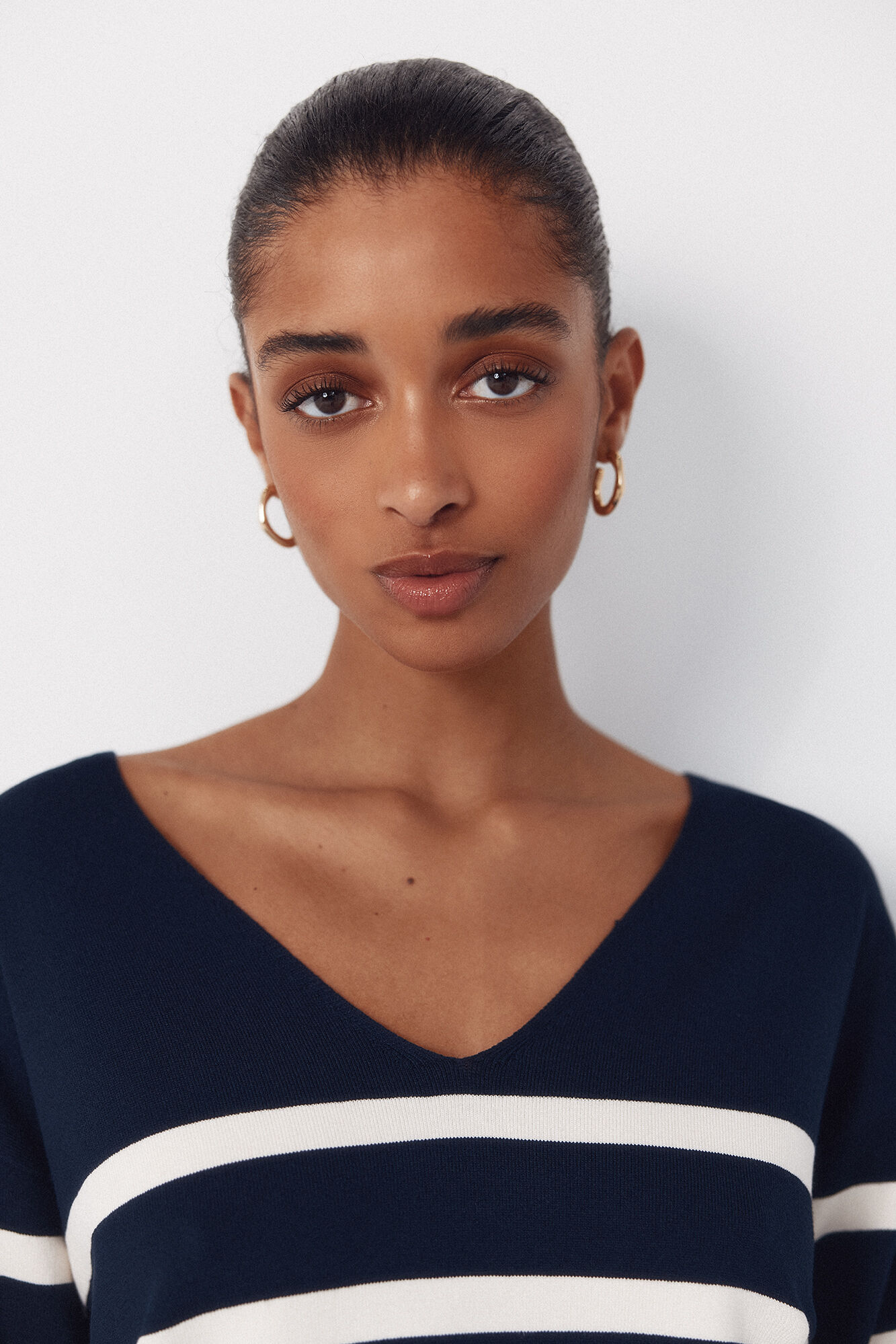 Cortefiel V-neck jumper Printed blue