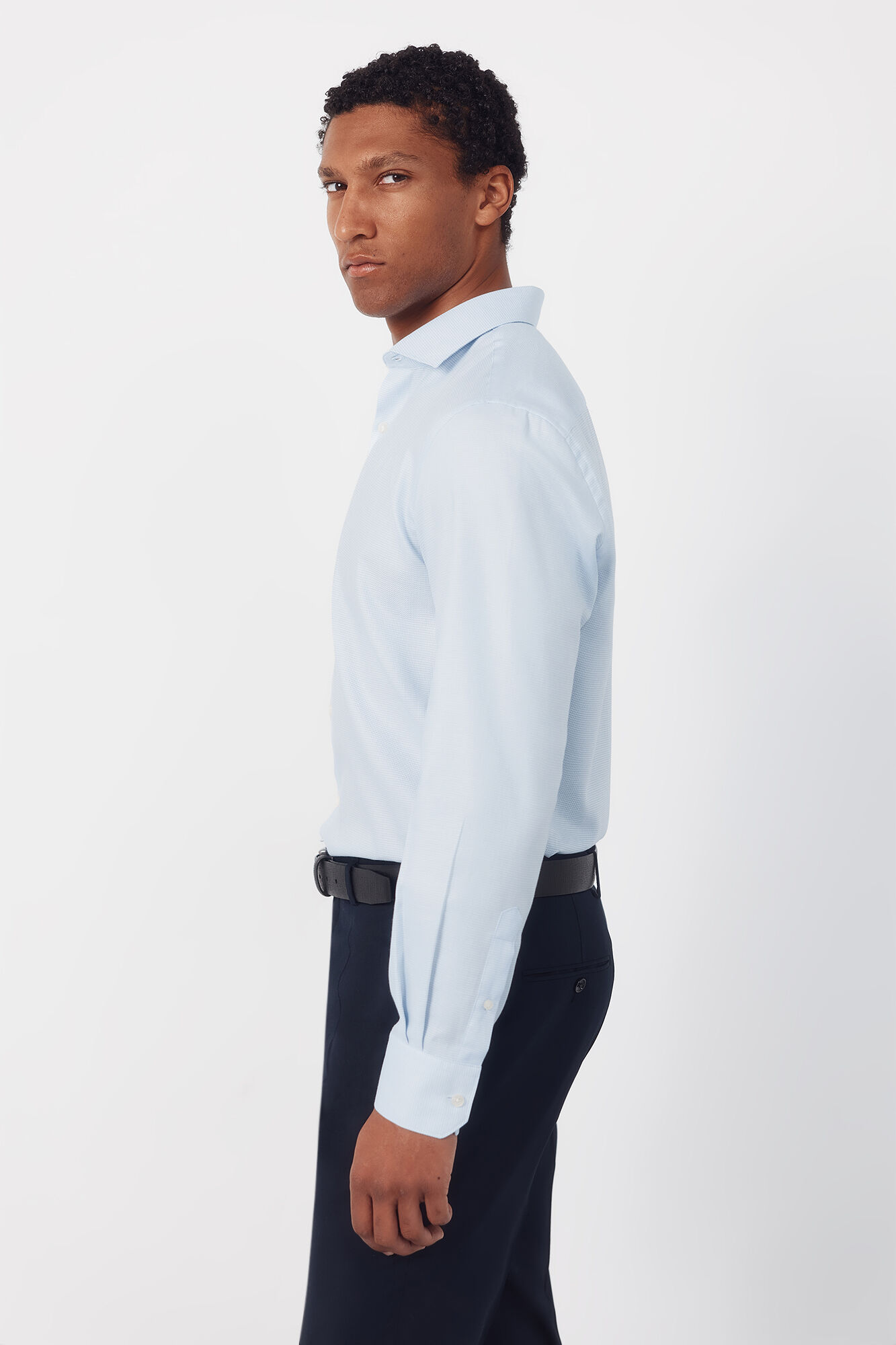 Cortefiel Slim fit easy-iron ottoman dress shirt Blue