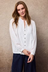 Slowlove Blusa com franzido e mangas bufantes Ecru