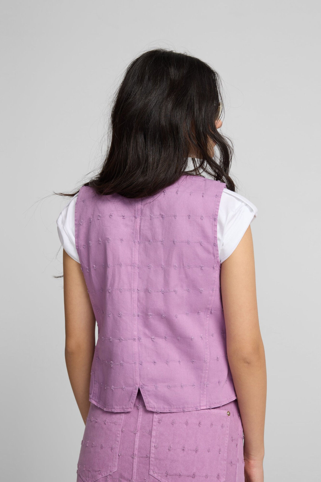 Silbon Openwork denim vest Purple
