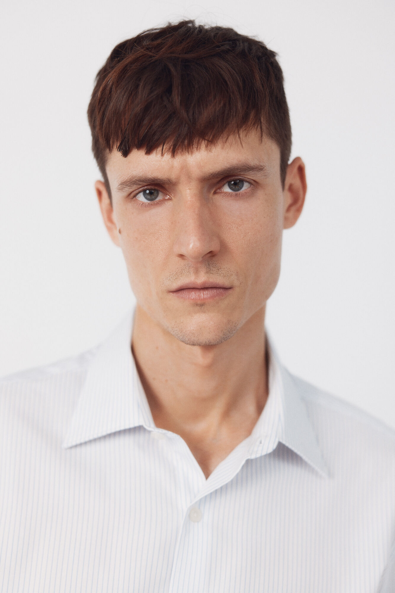Cortefiel Tencel cotton striped dress shirt Blue