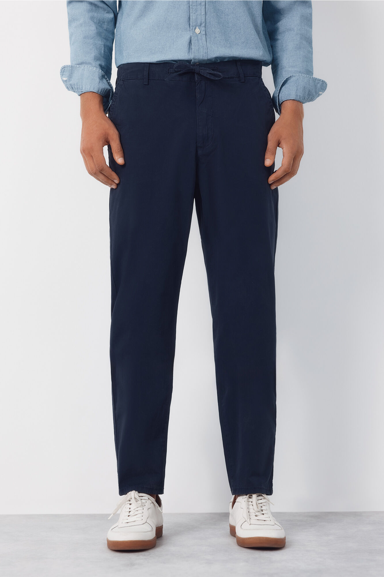 Cortefiel Poplin jogger with regular elastic Navy