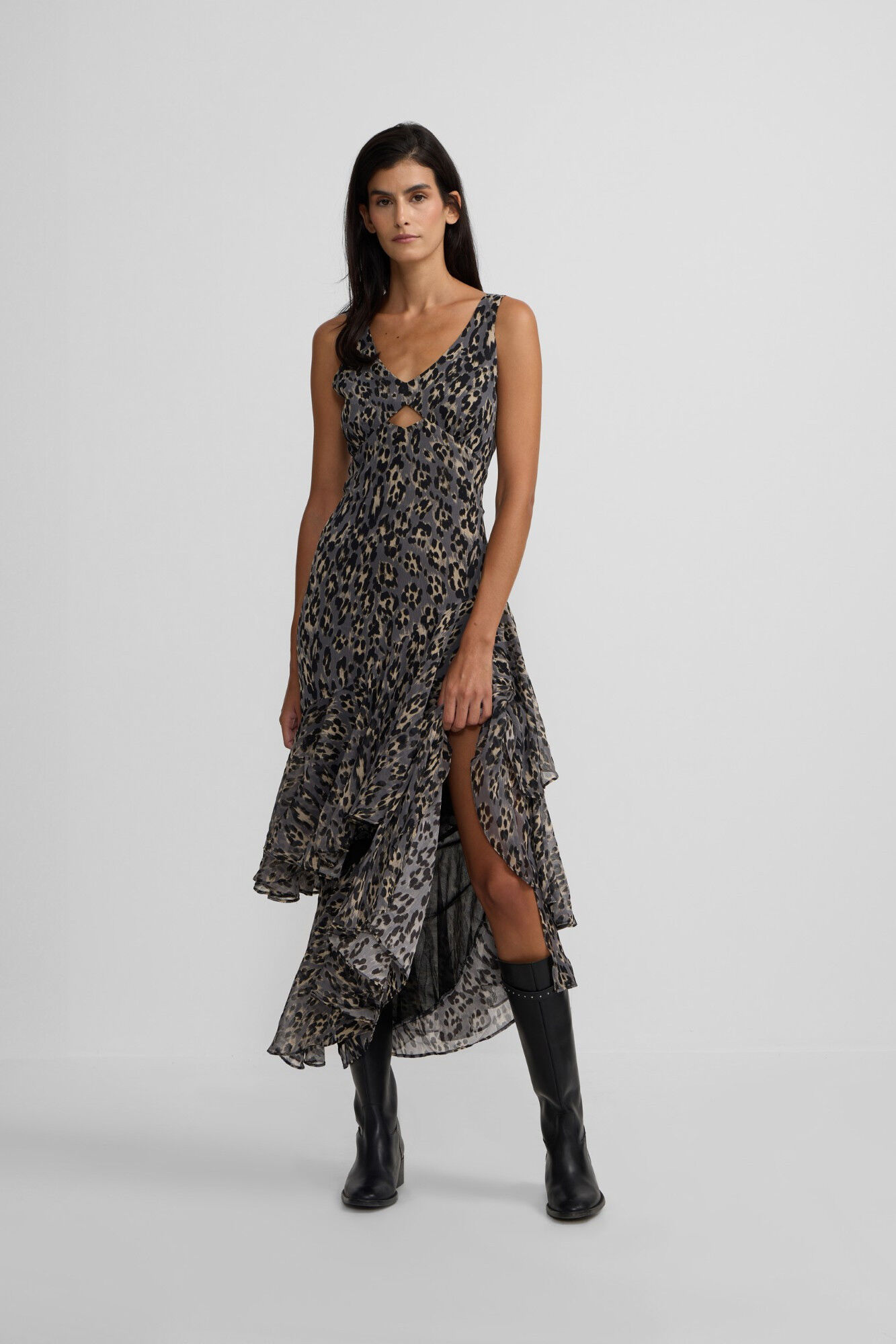 Silbon Long animal print dress