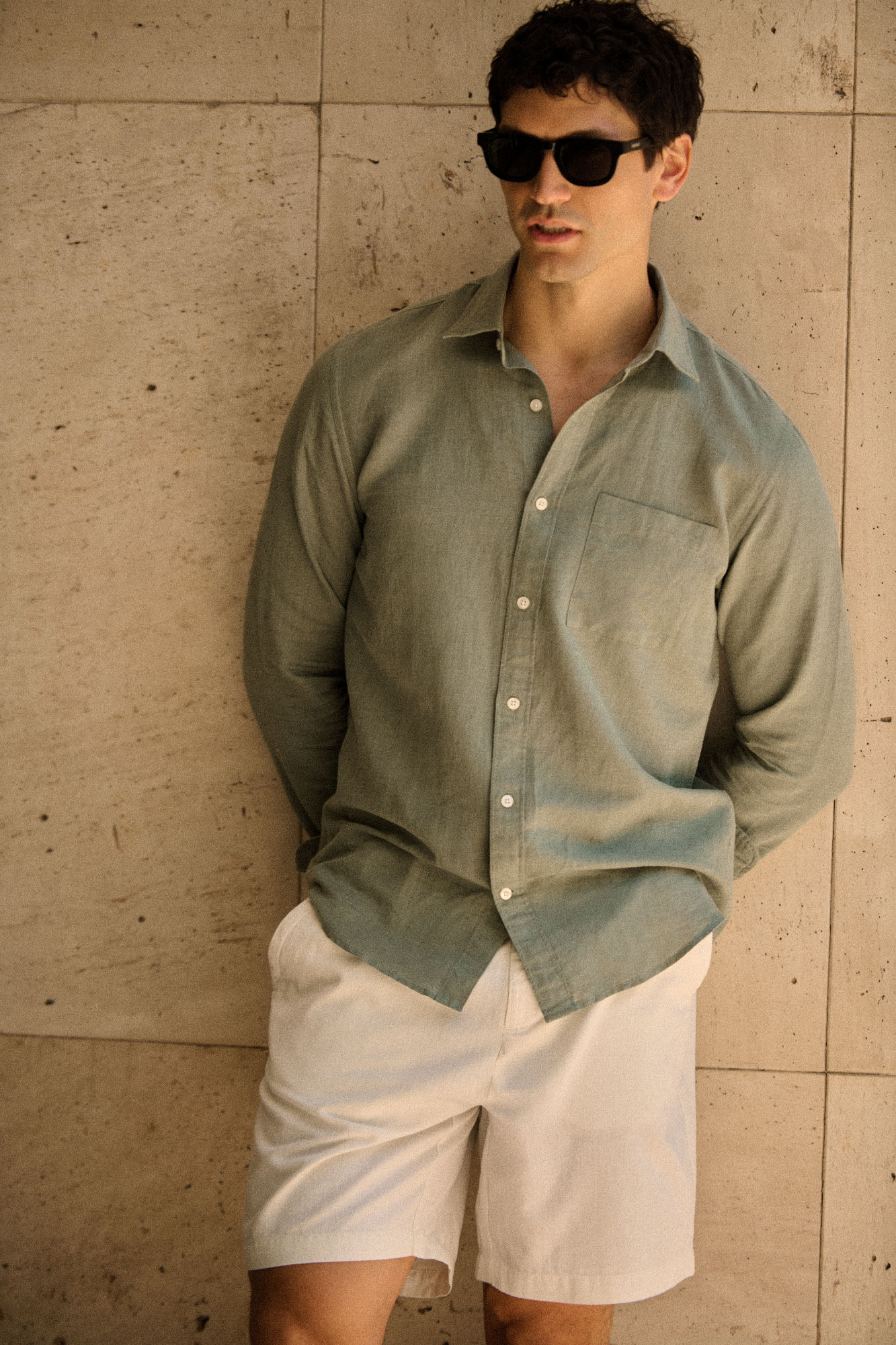 Cortefiel Plain linen cotton shirt
