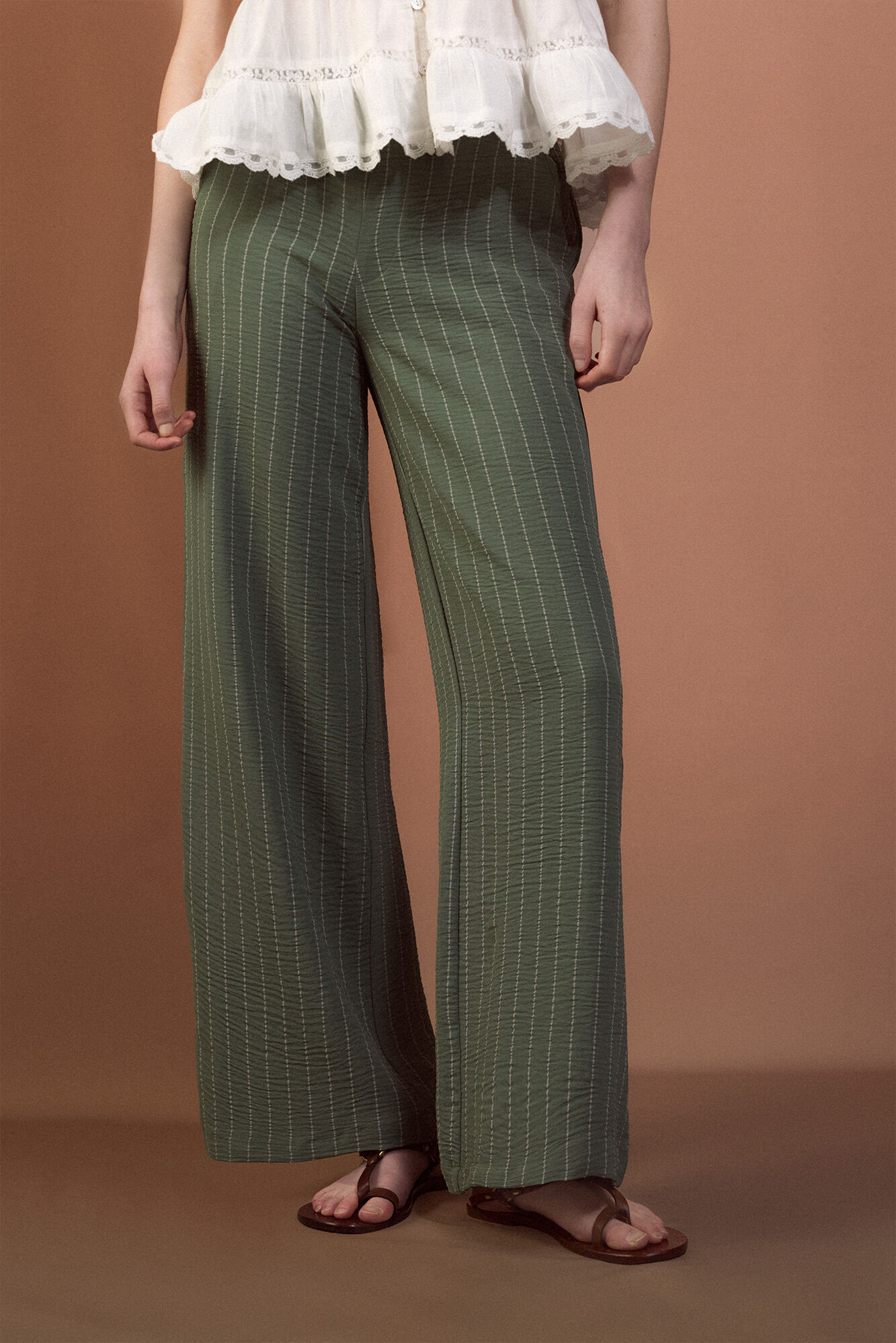 Slowlove Pantal&oacute;n de pata ancha Printed green