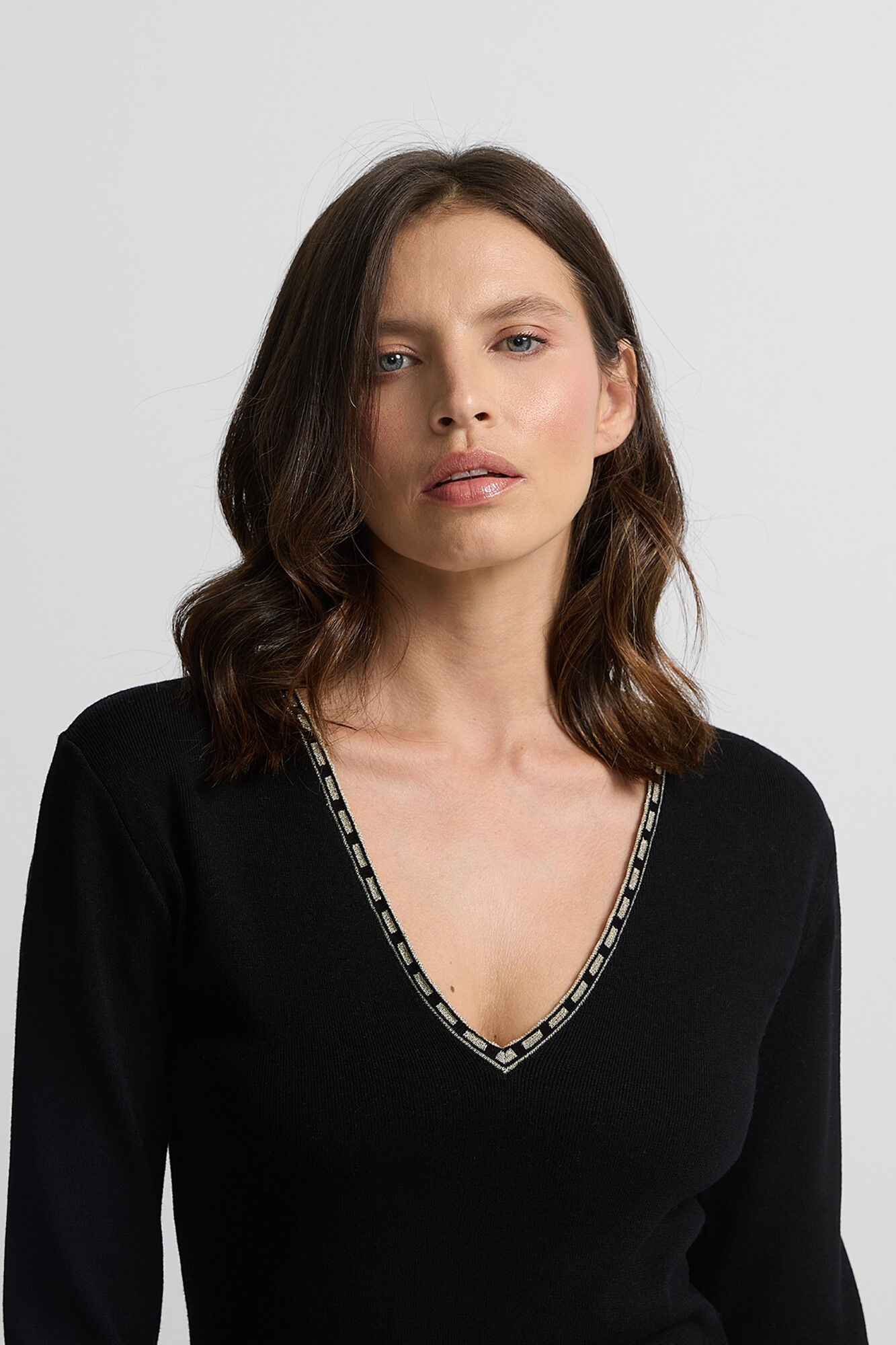 Silbon Midi jersey-knit neckline dress Black