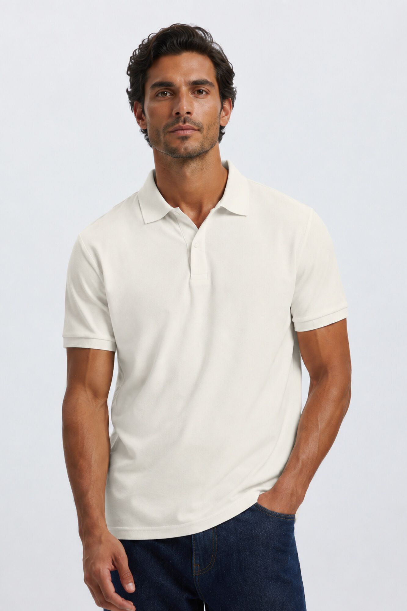 Selected Piqu&eacute; basic polo shirt White
